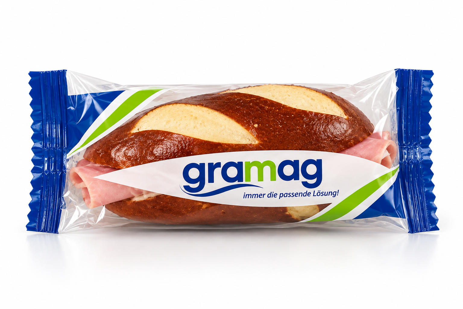 Einzeln verpacktes Baguette-Sandwich mit Etikettenfeld