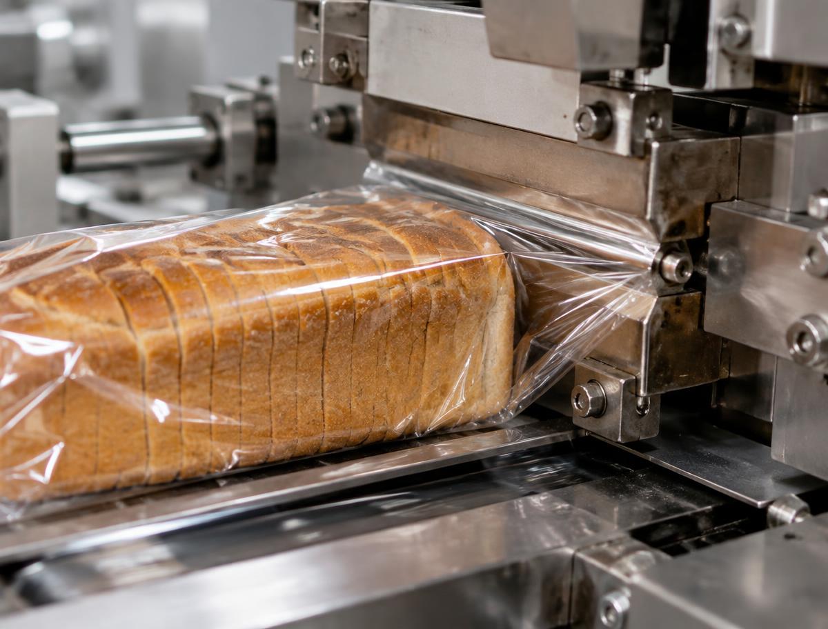 Siegelbacken verschliessen Folie um ein Toastbrot